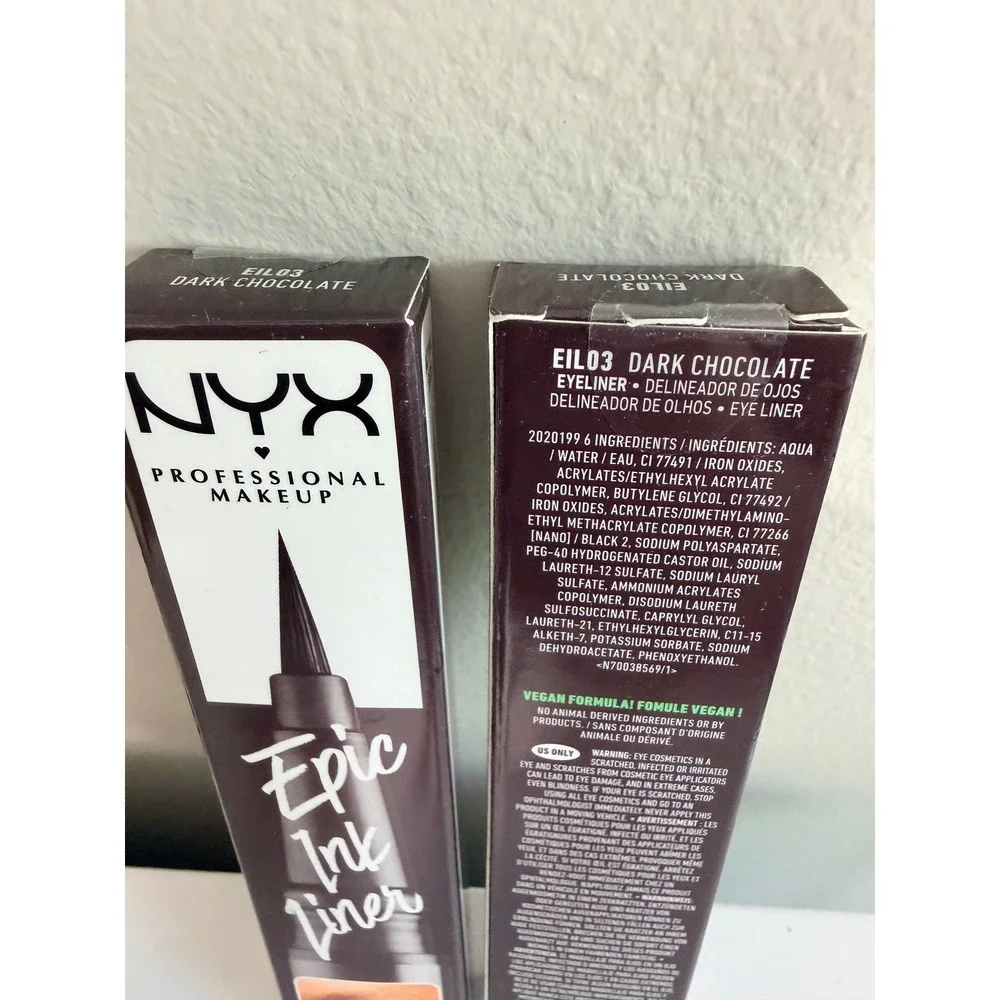 NYX Epic Ink Liner Women 0.03oz Dark Chocolate Waterproof 2pk NWT